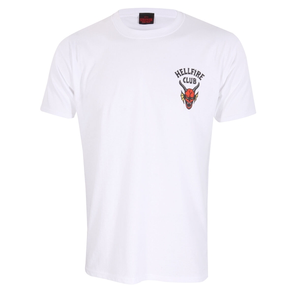 Short Sleeve T-Shirt Stranger Things Helfire Club White Unisex L